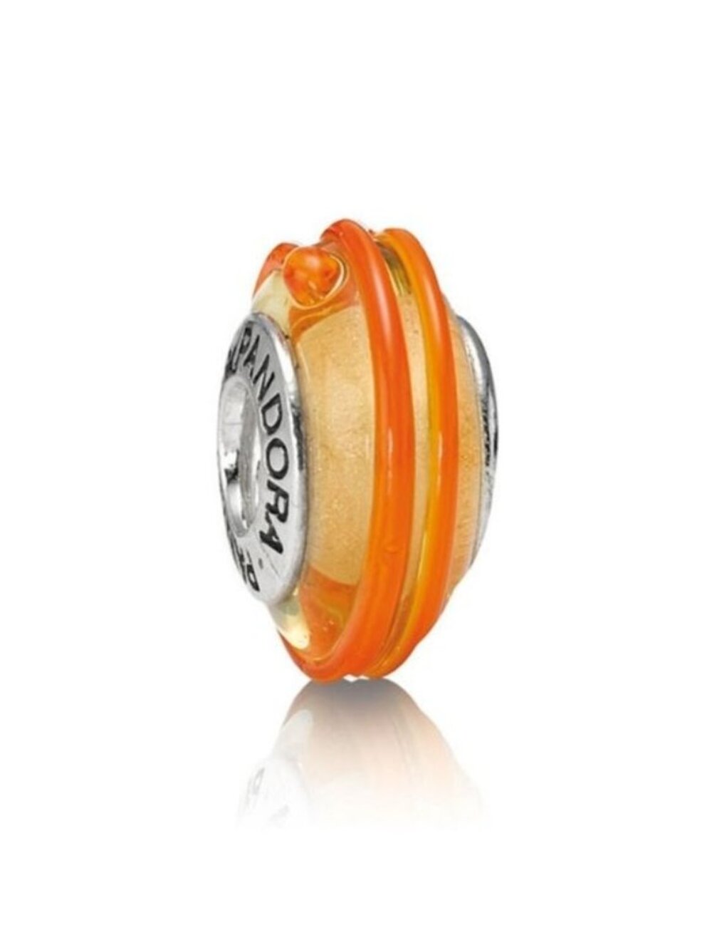 Pandora Retired Orange Murano Glass Ribbon Bead - 790621